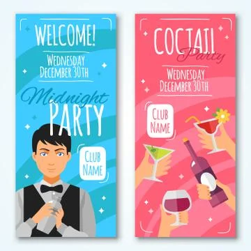 Cocktail Invitations Design Set Stock Illustration