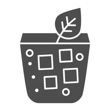 Cocktail with leaf and ice solid icon. Mojito in glass vector illustration 스톡 일러스트