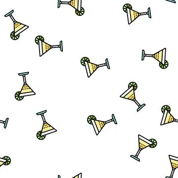 Cocktail lemon ingredient vector seamless pattern Illustrazione stock