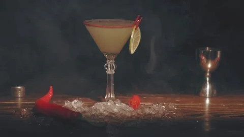 Cocktail with lime at bar Stock Footage 120488165