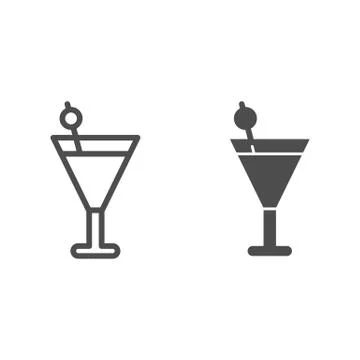 Cocktail line and solid icon, beverage concept, martini sign on white background 스톡 일러스트
