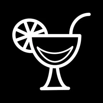 Cocktail line icon, outline vector logo, linear pictogram isolated on black. Stock Illustration