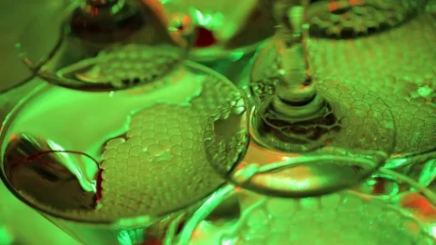 Cocktail martini bubbles with dry ice neon light Stock Footage 71155899