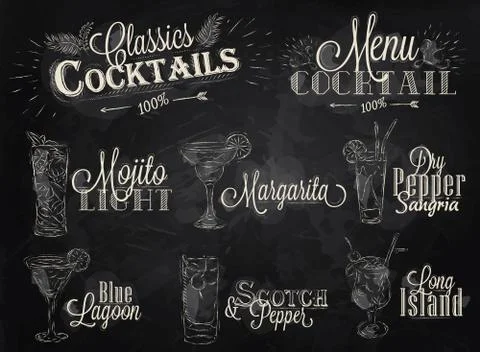 Cocktail menu chalk Stock Illustration