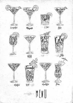 Cocktail menu graphic Stock Illustration