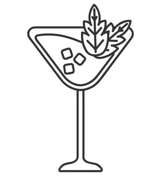 Cocktail with mint leaf Stock Illustration