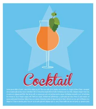 Cocktail mint leaf olive star background Stock Illustration