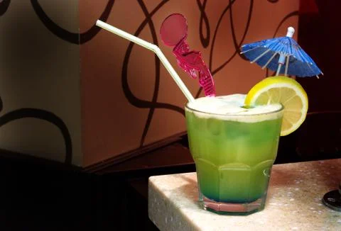 Cocktail - a mix of various drinks. Sometimes alcoholic drinks Stock Photos