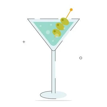 Cocktail. Modern flat vector illustration of a classic martini cocktail Stock Illustration