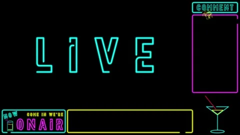 Cocktail neon Looping streaming background. 1080p (2) Stock Footage 258881061