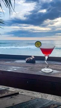 Cocktail with Ocean View Stock Photos