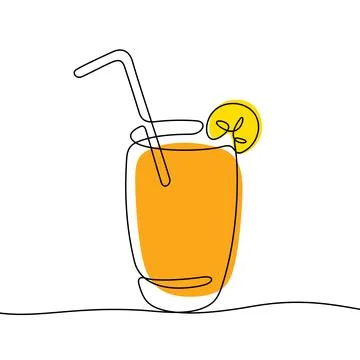 Cocktail one line colourful vector illustration Stock Illustration