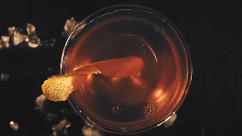 Cocktail with orange. Top view Stock Footage 129608300