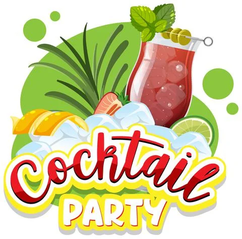 A cocktail party banner text Stock Illustration