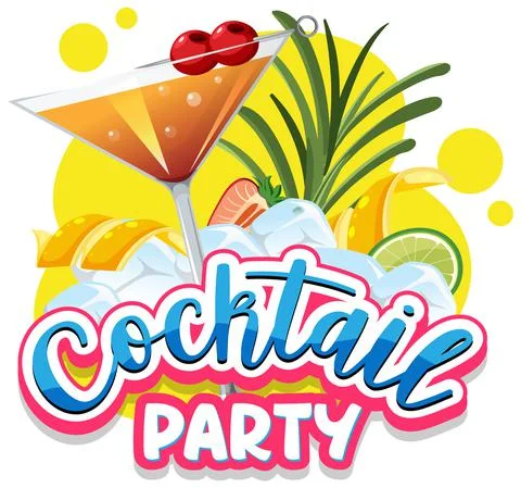A cocktail party banner text Stock Illustration