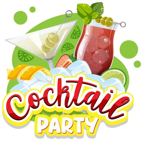A cocktail party banner text Stock Illustration