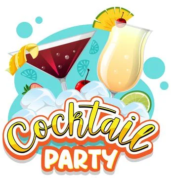 A cocktail party banner text Stock Illustration