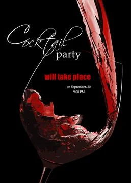 Cocktail party invitation. 3d vector illustration Stock Illustration