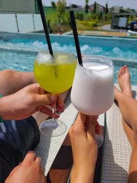 Cocktail party at the pool Stock Photos