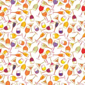 Cocktail pattern Seamless background with cocktail s in colors. Isolated o... 写真素材