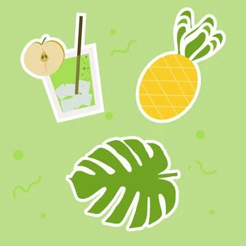Cocktail pattern stickers Stock Illustration