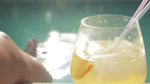 Cocktail by the pool Stock Footage 67312213