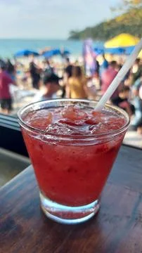 Cocktail Refreshment by the Beach Stock Photos