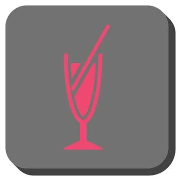 Cocktail Rounded Square Button Stock Illustration