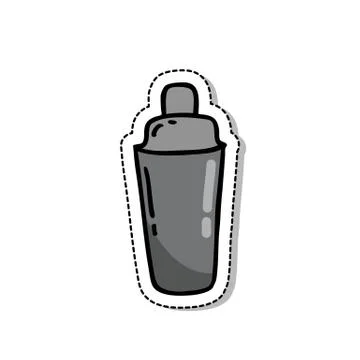 Cocktail shaker doodle icon, vector sticker illustration Stock Illustration