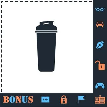 Cocktail shaker icon flat Stock Illustration