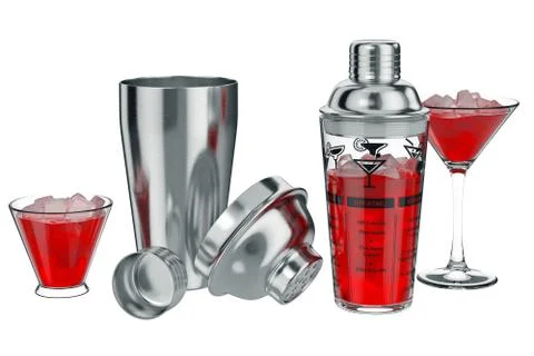 Cocktail shaker liquid inside, open view Stock Illustration