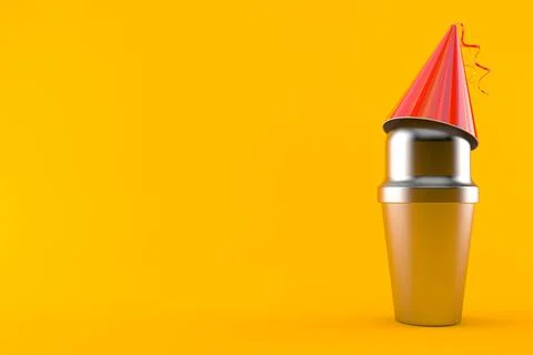 Cocktail shaker with party hat Stock Illustration