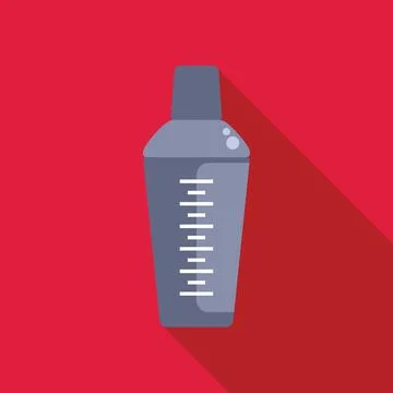 Cocktail shaker on red background, bartending equipment for mixing drinks Stock Illustration