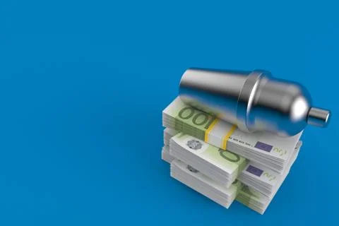Cocktail shaker on stack of money 스톡 일러스트