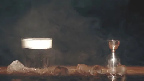 Cocktail in smoke at a bar Stock Footage 119526174
