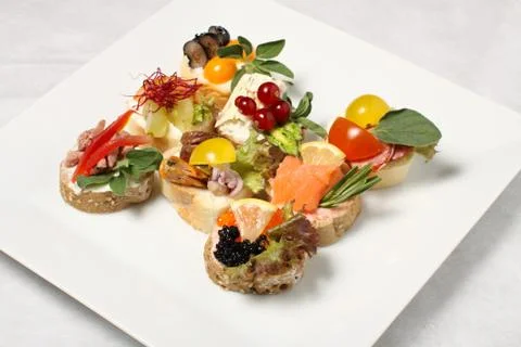 Cocktail snacks selection Stock Photos