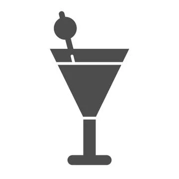 Cocktail solid icon, beverage concept, martini sign on white background, Beach 스톡 일러스트