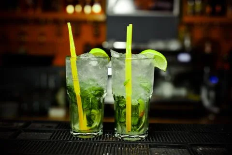 Cocktail stands on the table 库存照片