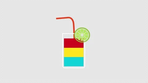 A cocktail with straw icon concept loop animation video with alpha channel Stock Footage 270156557