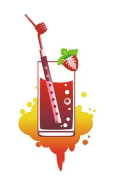 Cocktail with straws in the form of flute.  Stock Illustration