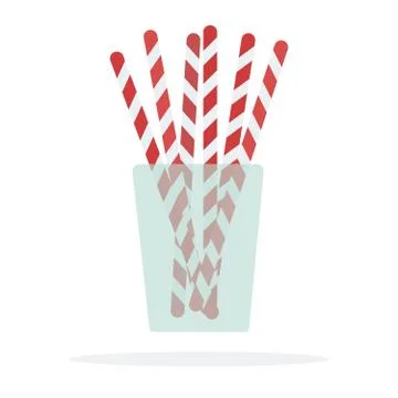 Cocktail straws in a glass vector flat isolated Stock-Illustration