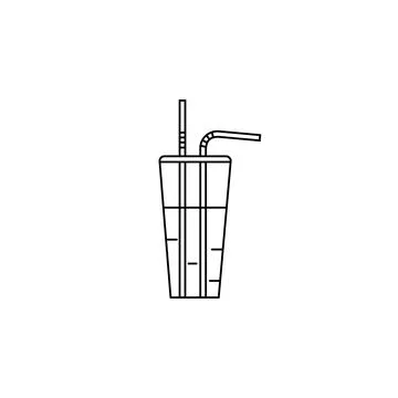 Cocktail with straws line icon vector illustration Stock Illustration