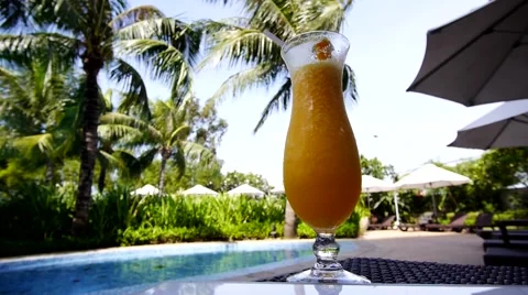 Cocktail + Swimming Pool Stock Footage 45202655