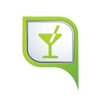 Cocktail symbol on green map pointer Stock Illustration