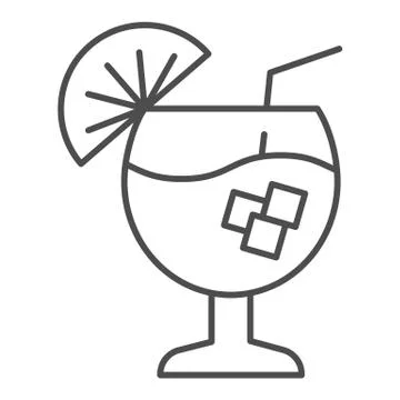 Cocktail thin line icon. Alcohol drink vector illustration isolated on white Stock Illustration