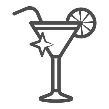 Cocktail in triangular glass line icon, Bartenders Day concept, martini glass Stock Illustration
