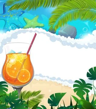 Cocktail on tropical background Stock Illustration