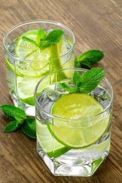 Cocktail - two cold mojitos Stock Photos