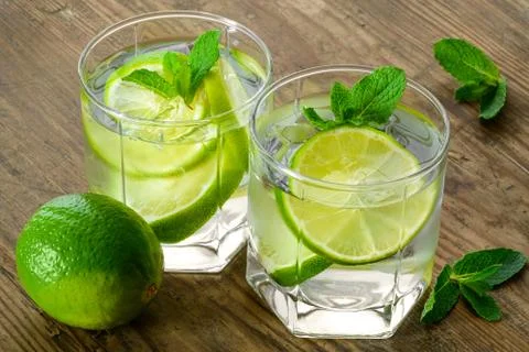 Cocktail - two cold mojitos Stock Photos