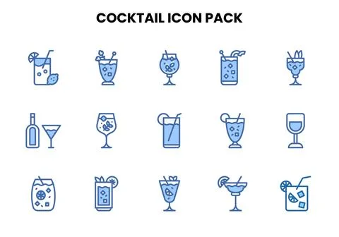 Cocktail Two Colour Graphics Icons Pack Illustrazione stock